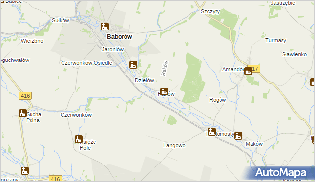 mapa Raków gmina Baborów, Raków gmina Baborów na mapie Targeo