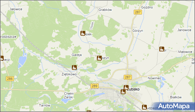 mapa Raszyn gmina Lubsko, Raszyn gmina Lubsko na mapie Targeo