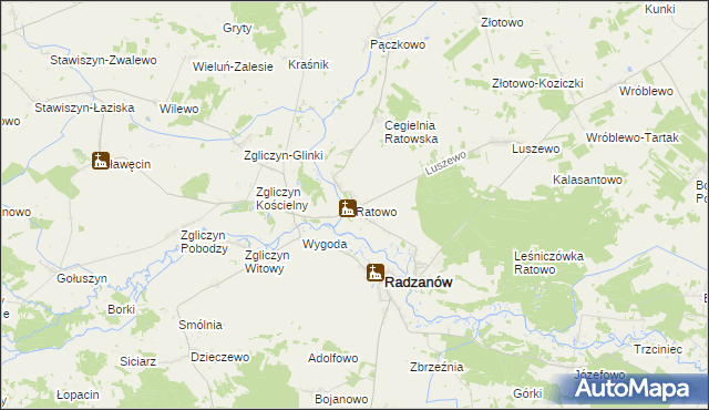 mapa Ratowo gmina Radzanów, Ratowo gmina Radzanów na mapie Targeo