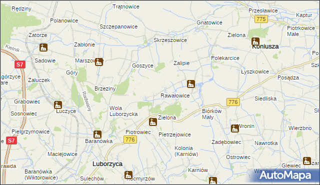 mapa Rawałowice, Rawałowice na mapie Targeo