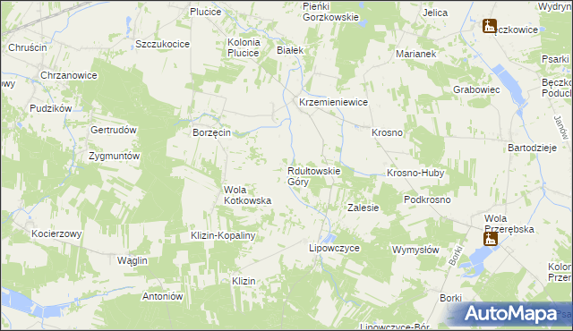 mapa Rdułtowskie Góry, Rdułtowskie Góry na mapie Targeo