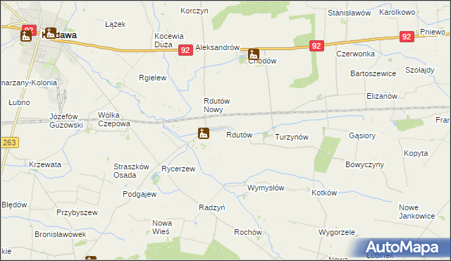 mapa Rdutów gmina Chodów, Rdutów gmina Chodów na mapie Targeo