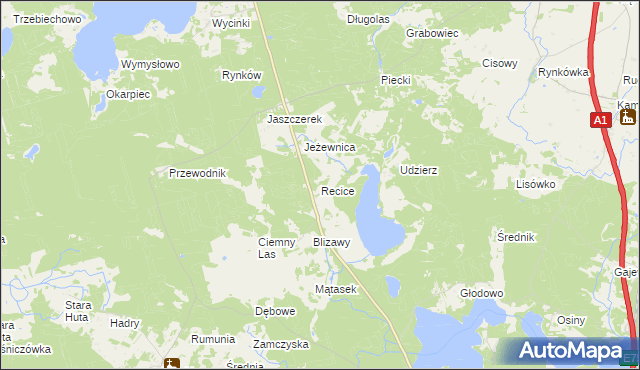 mapa Recice, Recice na mapie Targeo