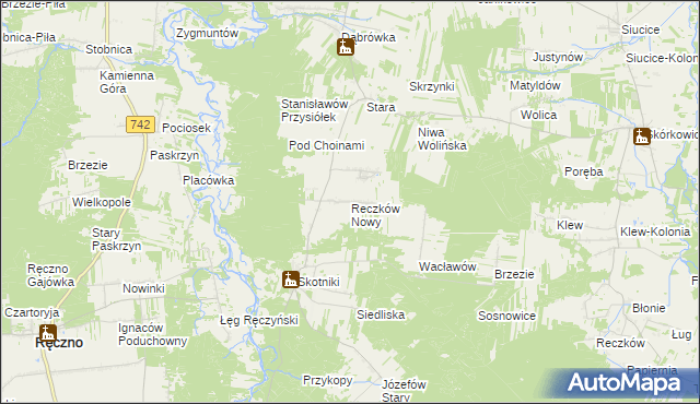 mapa Reczków Nowy, Reczków Nowy na mapie Targeo
