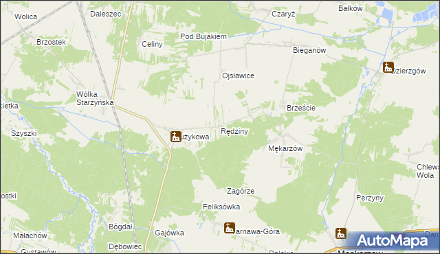 mapa Rędziny gmina Szczekociny, Rędziny gmina Szczekociny na mapie Targeo