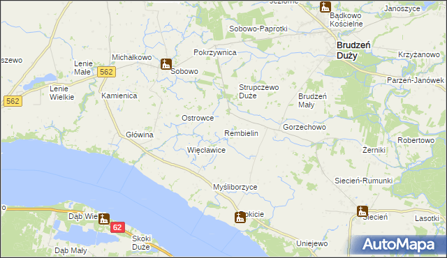 mapa Rembielin gmina Brudzeń Duży, Rembielin gmina Brudzeń Duży na mapie Targeo