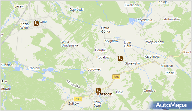 mapa Rogalów gmina Krasocin, Rogalów gmina Krasocin na mapie Targeo