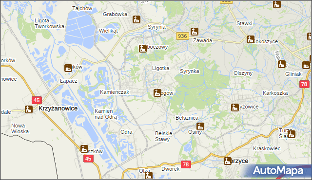 mapa Rogów gmina Gorzyce, Rogów gmina Gorzyce na mapie Targeo