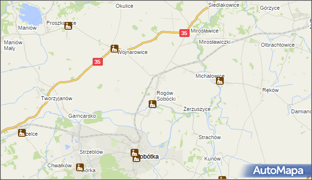 mapa Rogów Sobócki, Rogów Sobócki na mapie Targeo