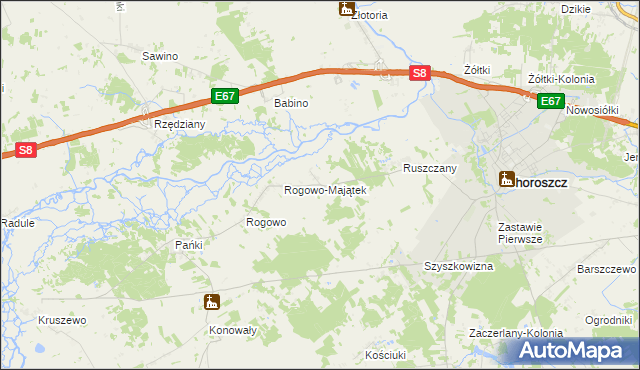 mapa Rogówek gmina Choroszcz, Rogówek gmina Choroszcz na mapie Targeo