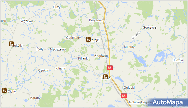 mapa Rogówko gmina Kowale Oleckie, Rogówko gmina Kowale Oleckie na mapie Targeo