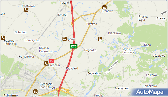 mapa Rogówko gmina Lubicz, Rogówko gmina Lubicz na mapie Targeo