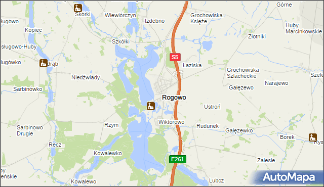 mapa Rogowo powiat żniński, Rogowo powiat żniński na mapie Targeo