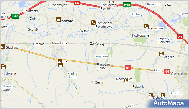 mapa Rogóżno, Rogóżno na mapie Targeo