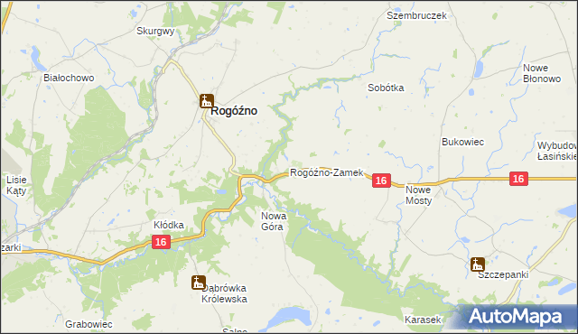 mapa Rogóźno-Zamek, Rogóźno-Zamek na mapie Targeo