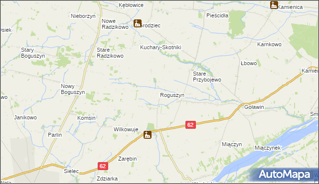 mapa Roguszyn gmina Czerwińsk nad Wisłą, Roguszyn gmina Czerwińsk nad Wisłą na mapie Targeo