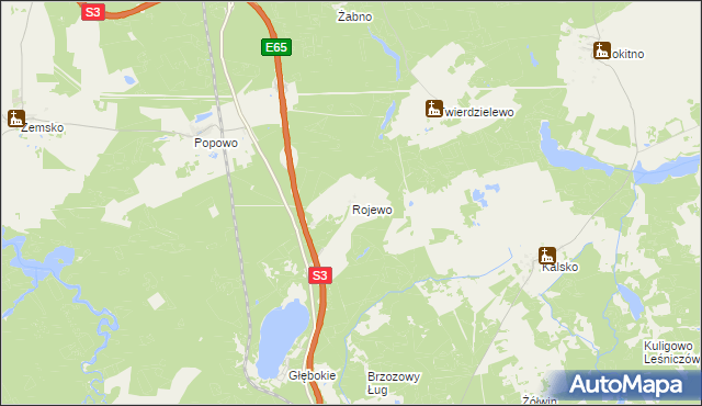 mapa Rojewo gmina Międzyrzecz, Rojewo gmina Międzyrzecz na mapie Targeo