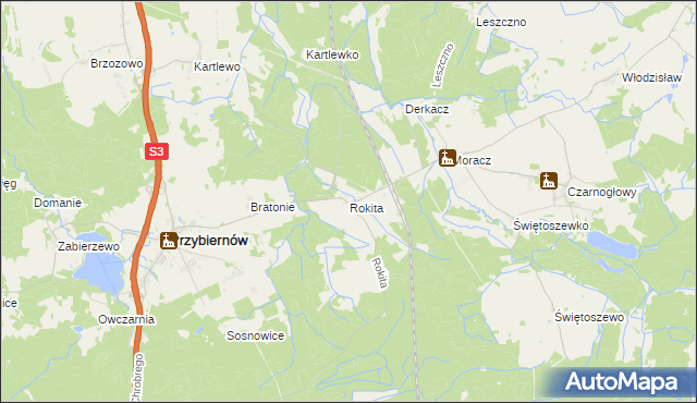 mapa Rokita gmina Przybiernów, Rokita gmina Przybiernów na mapie Targeo