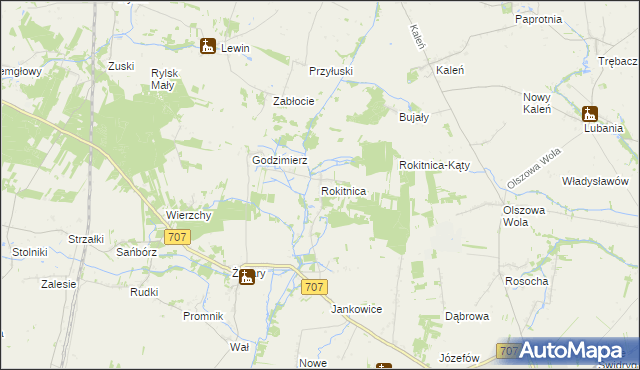 mapa Rokitnica gmina Nowe Miasto nad Pilicą, Rokitnica gmina Nowe Miasto nad Pilicą na mapie Targeo