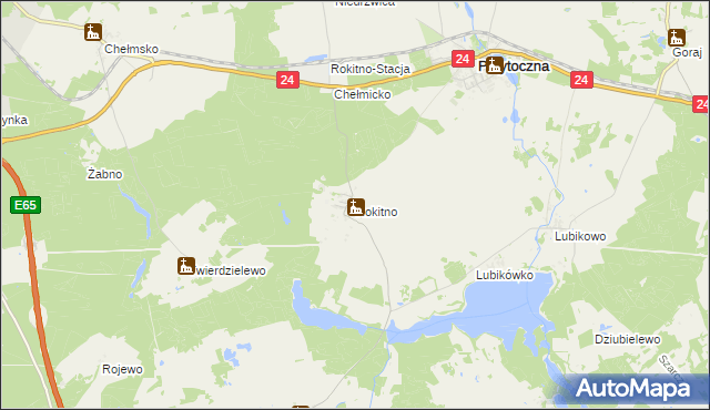 mapa Rokitno gmina Przytoczna, Rokitno gmina Przytoczna na mapie Targeo