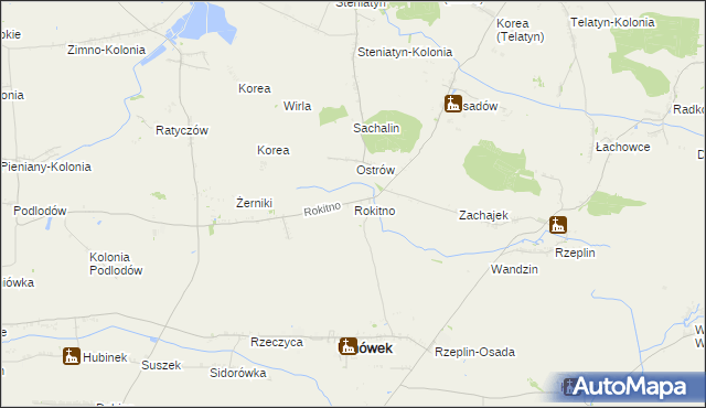 mapa Rokitno gmina Ulhówek, Rokitno gmina Ulhówek na mapie Targeo