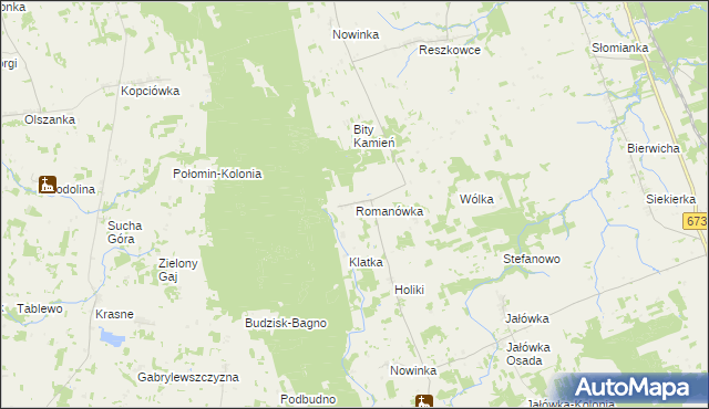 mapa Romanówka gmina Sidra, Romanówka gmina Sidra na mapie Targeo