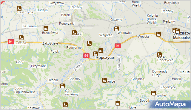 mapa Ropczyce, Ropczyce na mapie Targeo