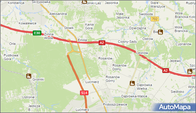 mapa Rosanów, Rosanów na mapie Targeo