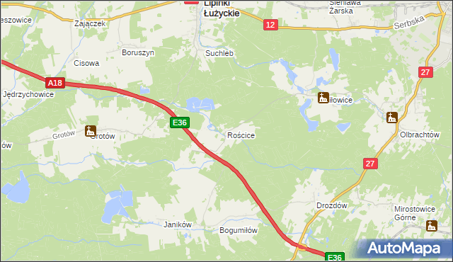 mapa Rościce, Rościce na mapie Targeo