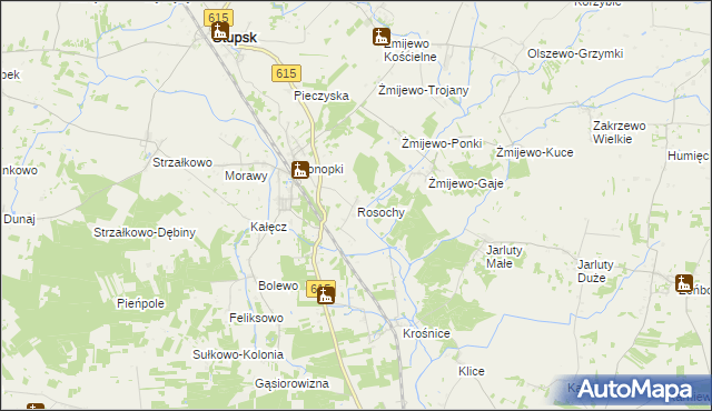 mapa Rosochy gmina Stupsk, Rosochy gmina Stupsk na mapie Targeo