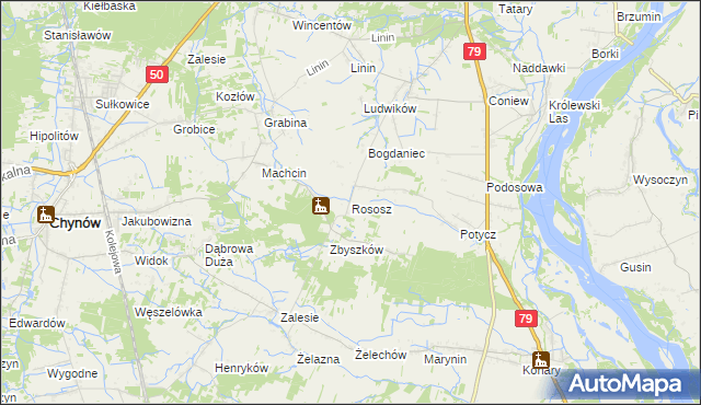 mapa Rososz gmina Chynów, Rososz gmina Chynów na mapie Targeo