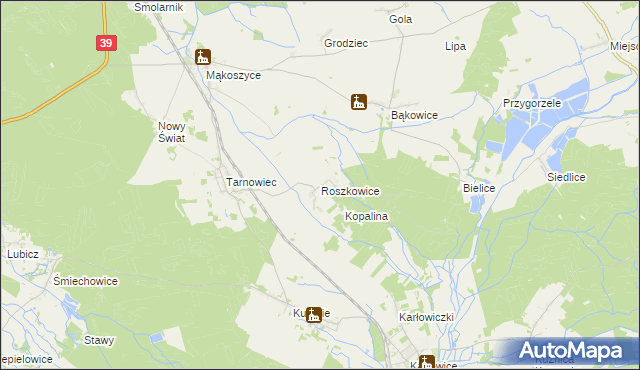 mapa Roszkowice gmina Lubsza, Roszkowice gmina Lubsza na mapie Targeo