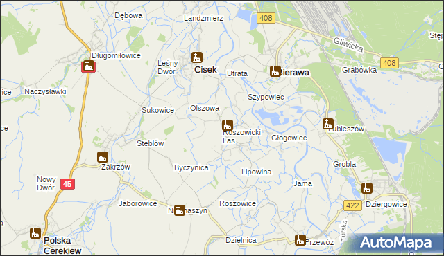 mapa Roszowicki Las, Roszowicki Las na mapie Targeo