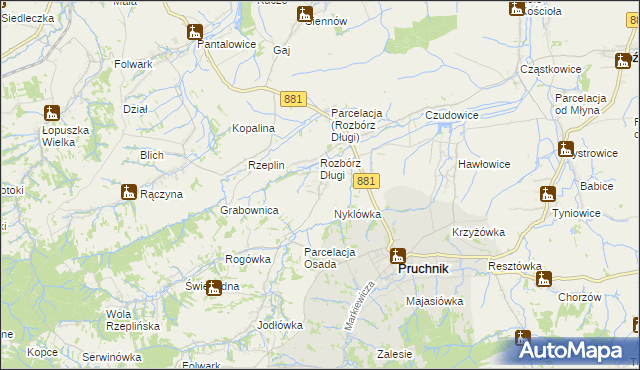 mapa Rozbórz Okrągły, Rozbórz Okrągły na mapie Targeo