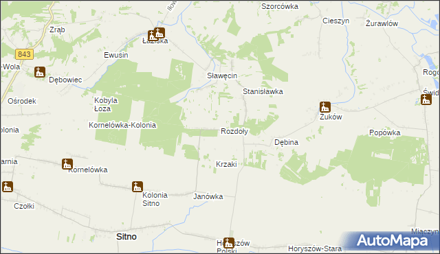 mapa Rozdoły gmina Sitno, Rozdoły gmina Sitno na mapie Targeo