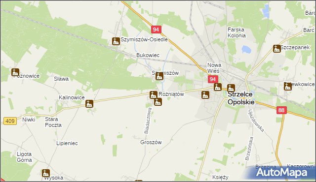 mapa Rożniątów, Rożniątów na mapie Targeo