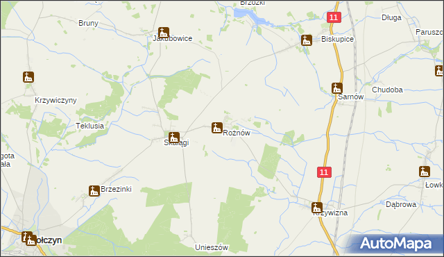 mapa Rożnów gmina Wołczyn, Rożnów gmina Wołczyn na mapie Targeo