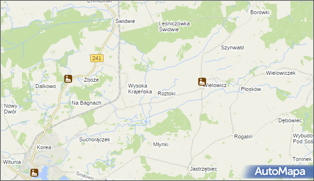 mapa Roztoki gmina Sośno, Roztoki gmina Sośno na mapie Targeo