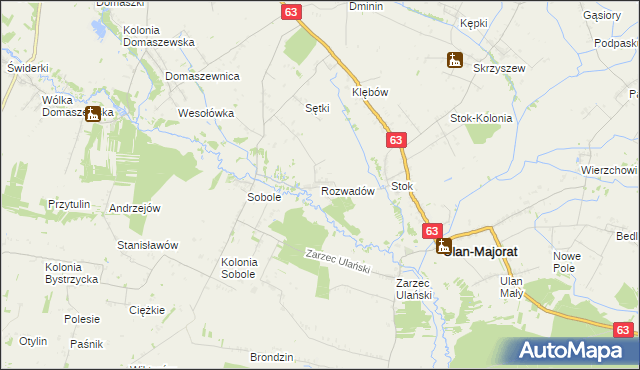 mapa Rozwadów gmina Ulan-Majorat, Rozwadów gmina Ulan-Majorat na mapie Targeo