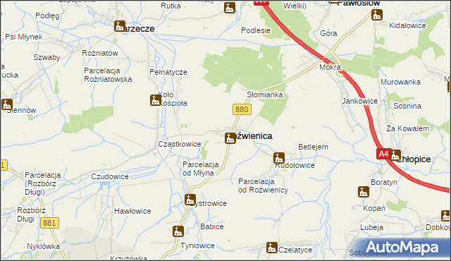 mapa Roźwienica, Roźwienica na mapie Targeo