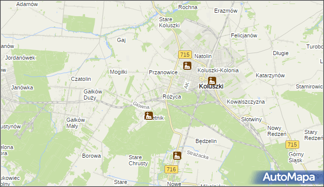 mapa Różyca, Różyca na mapie Targeo