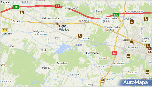 mapa Ruda gmina Dębe Wielkie, Ruda gmina Dębe Wielkie na mapie Targeo