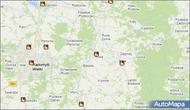 mapa Ruda gmina Radomyśl Wielki, Ruda gmina Radomyśl Wielki na mapie Targeo