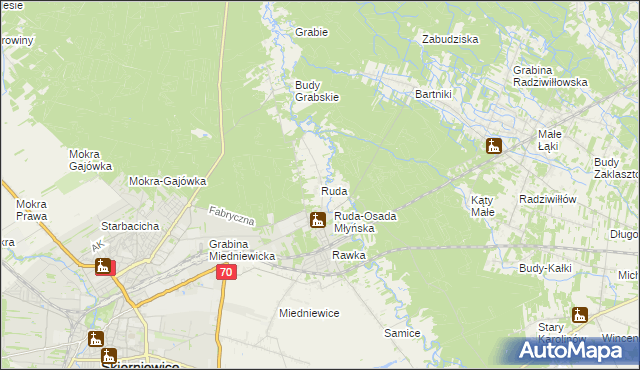 mapa Ruda gmina Skierniewice, Ruda gmina Skierniewice na mapie Targeo