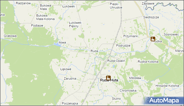 mapa Ruda-Kolonia gmina Ruda-Huta, Ruda-Kolonia gmina Ruda-Huta na mapie Targeo