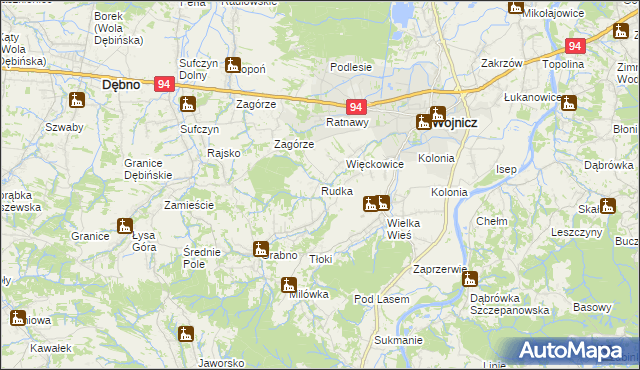 mapa Rudka gmina Wojnicz, Rudka gmina Wojnicz na mapie Targeo