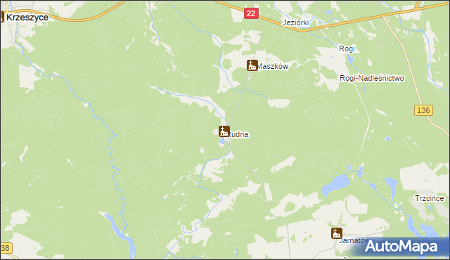 mapa Rudna gmina Krzeszyce, Rudna gmina Krzeszyce na mapie Targeo