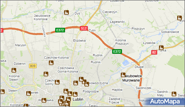 mapa Rudnik gmina Wólka, Rudnik gmina Wólka na mapie Targeo