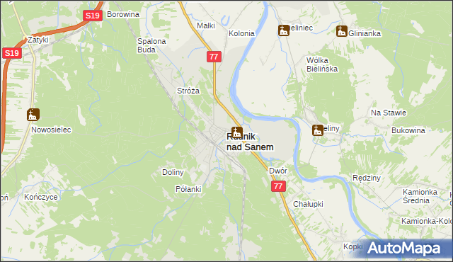 mapa Rudnik nad Sanem, Rudnik nad Sanem na mapie Targeo