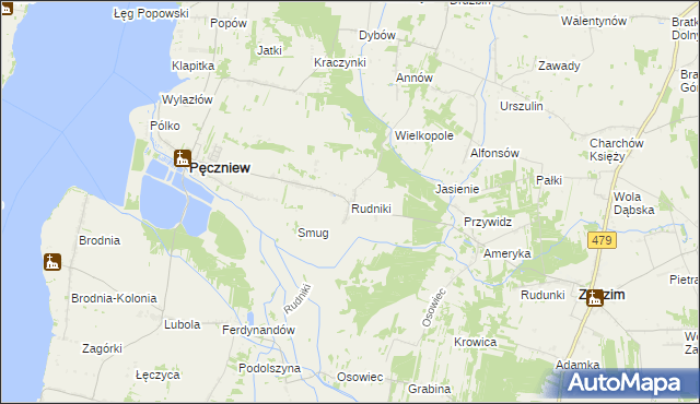 mapa Rudniki gmina Pęczniew, Rudniki gmina Pęczniew na mapie Targeo